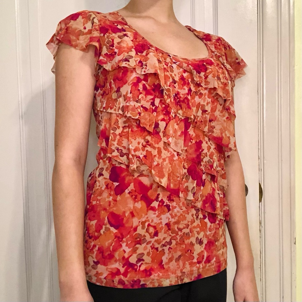 Apt. 9 Ruffle Cap Sleeve Blouse Colorful